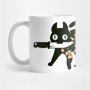 Ninja Flower Cat with Knifes Mug